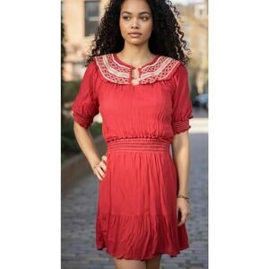 NWT Max Studio crinkle gauze blouson mini dress